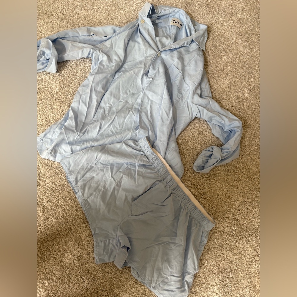CDLP Light Blue Pajama Set-button down and boxer shorts